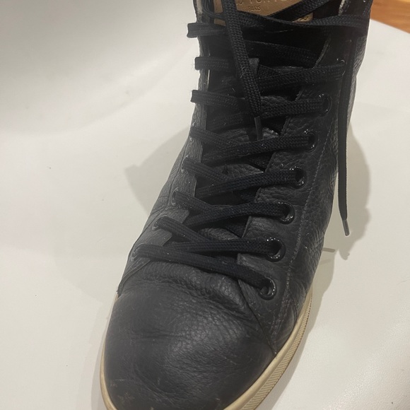 LOUIS VUITTON NAVY LEATHER TATTOO LOGO HIGH TOPS - Picture 11 of 13